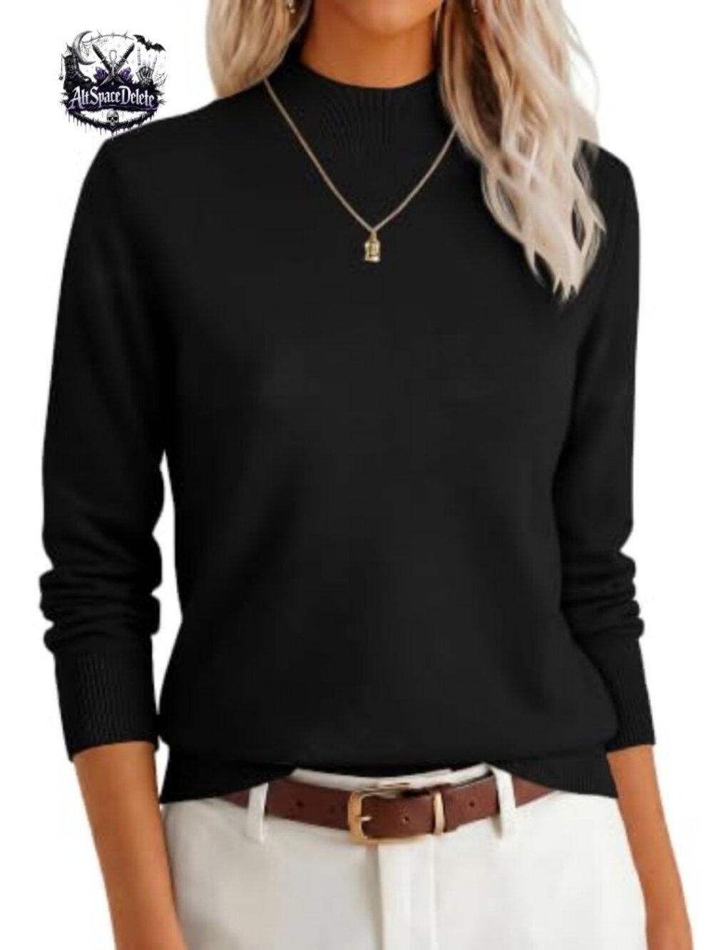 Women's Long Sleeve Mock Neck Pullover Sweater Ribbed Knit